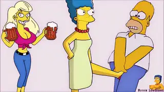 Marge Simpson rough BALLBUSTING poor Homer kick in the balls husband nutshot