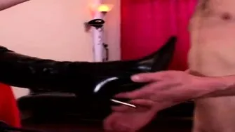 Male Slave Made To Lick Boot