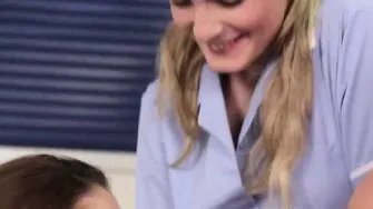 British CFNM nurse taking cum facial from older guy