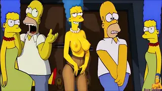 ballbusting MARGE SIMPSON hard kick in the balls to poor Homer