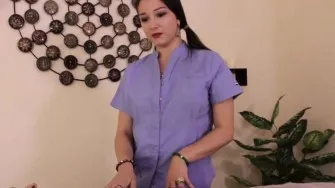 Mean masseuse ruins her bound clients handjob