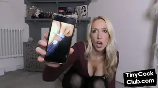 Gorgeous blonde reacting to small cocks