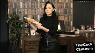 Latex femdom mocking tiny dick incel