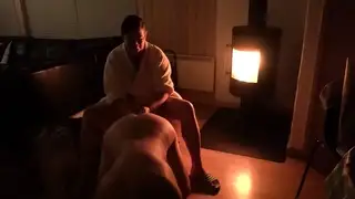 Femdom fisted at the fireplace